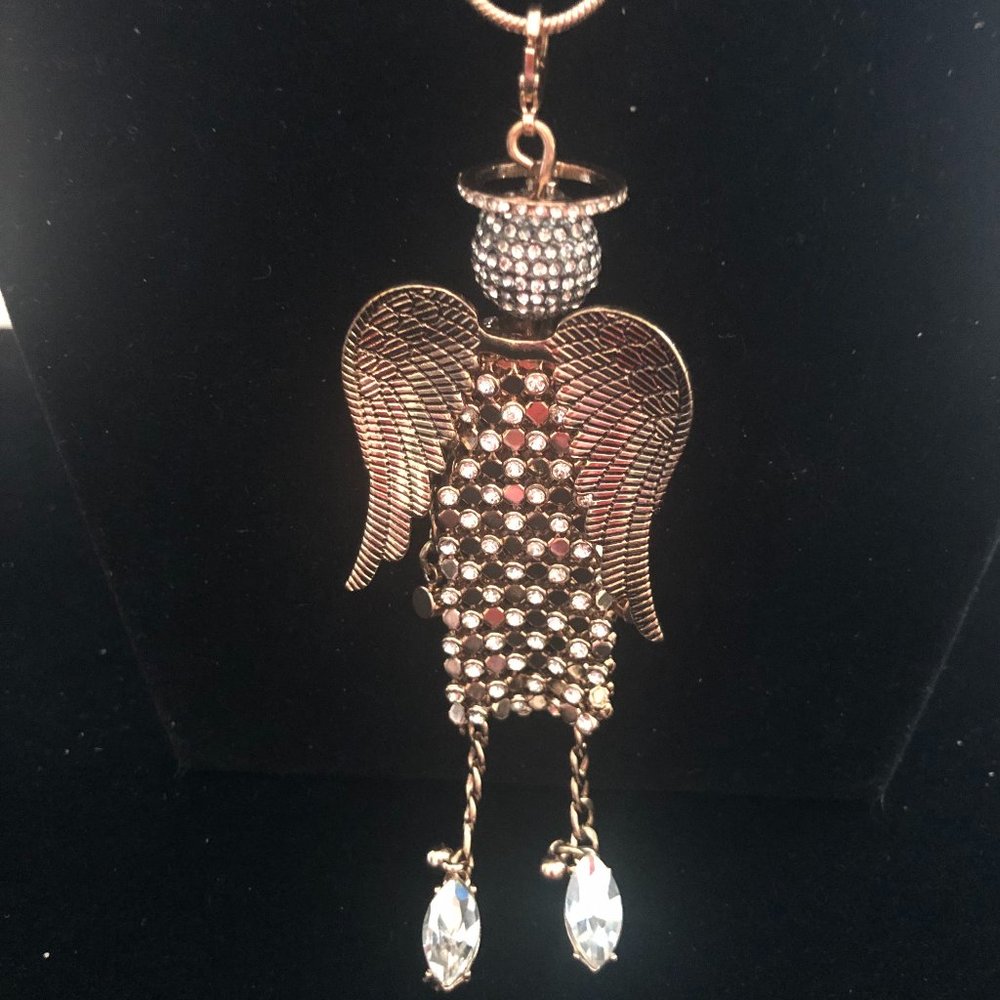 Betsey Johnson Pavé Angel Pendant Necklace